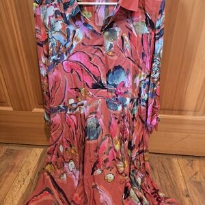 Soft Surroundings Floral Maxi Dress - Red and Pink